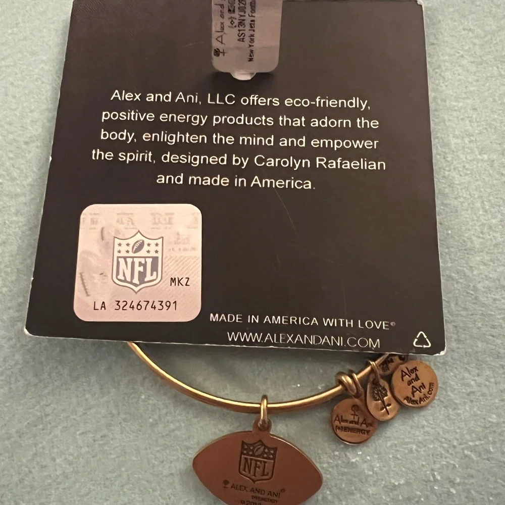 Alex and Ani (+) Energy NFL New York NY Jets Football‎ Gold Bangle Bracelet